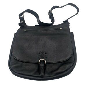 Patricia Nash Black Leather Crossbody London Saddle Bag Purse Original Dust Bag
